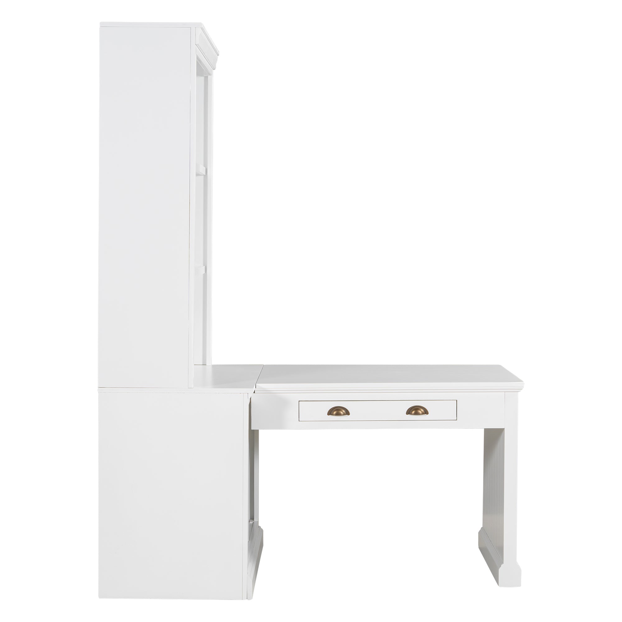 Study workstation with integrated bookcase storage