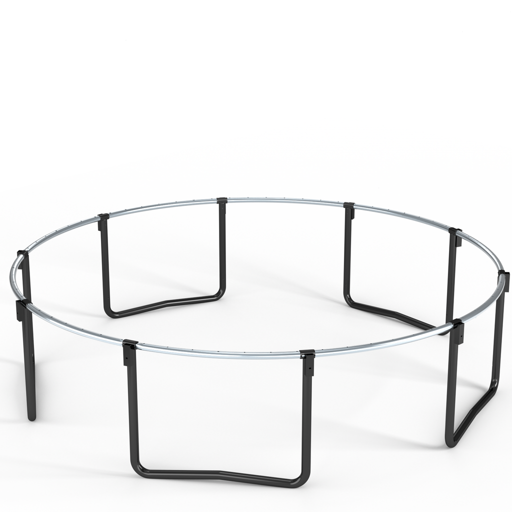 Black red trampoline five W-shaped legs galvanized frame detail