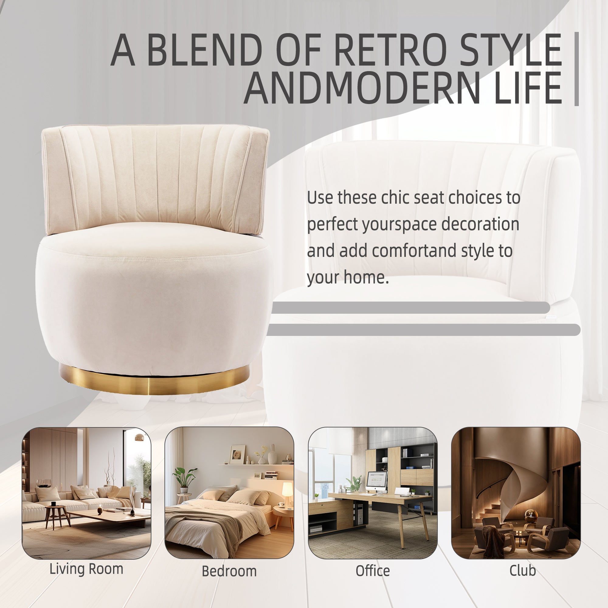 Compact round swivel chair angle view