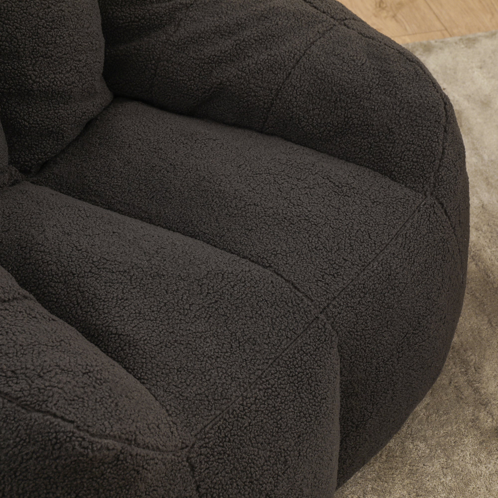 High-density memory foam bean bag seating detail