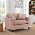 Pink corduroy lazy sofa chair — front view