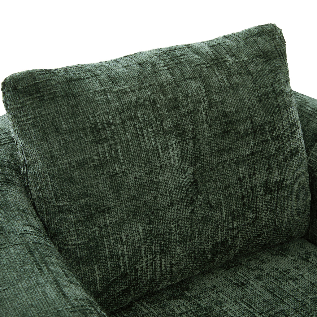 Green swivel accent chair reading nook setting