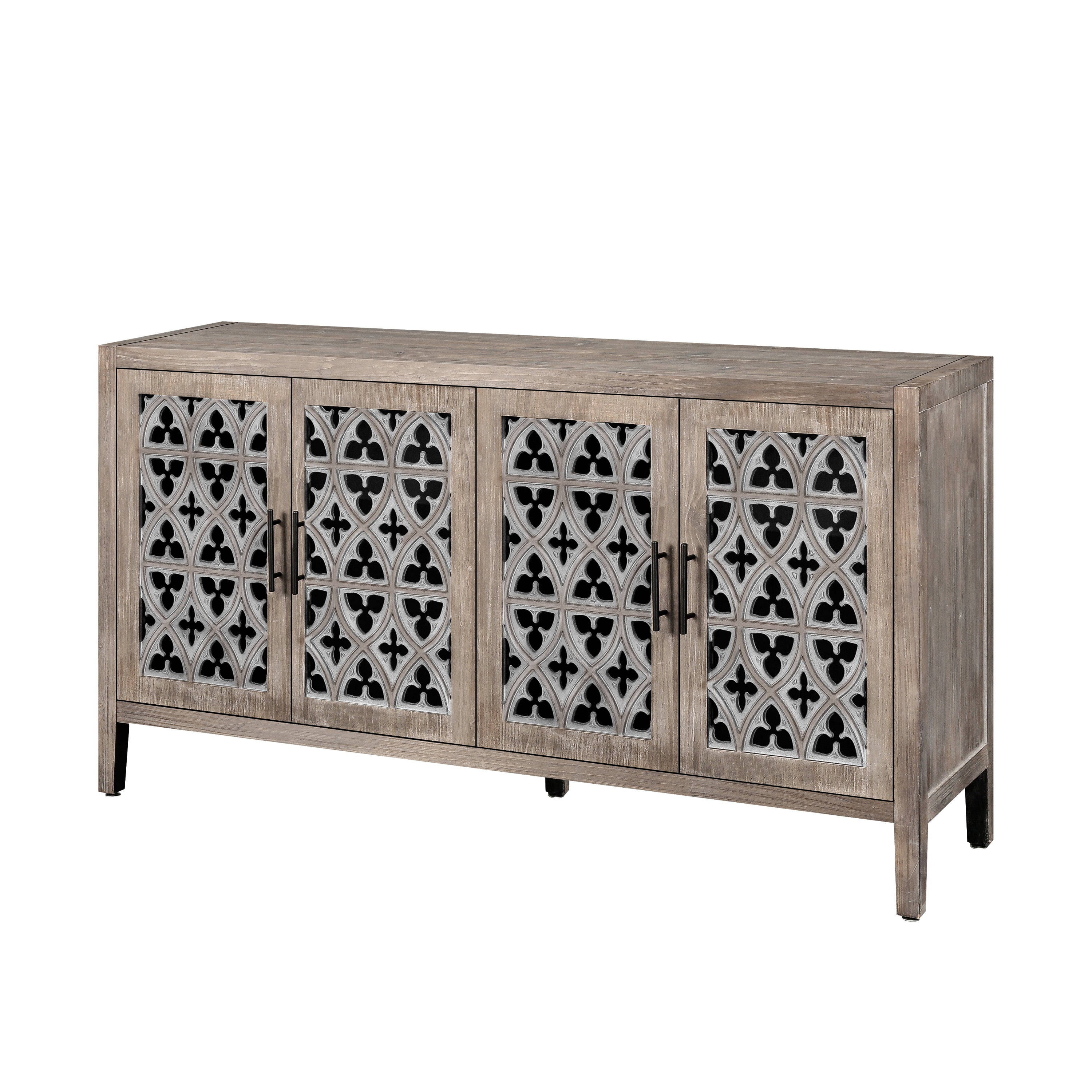 Farmhouse sideboard hollow carved door panels detail