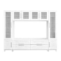 White 102 inch wall unit entertainment center — front view