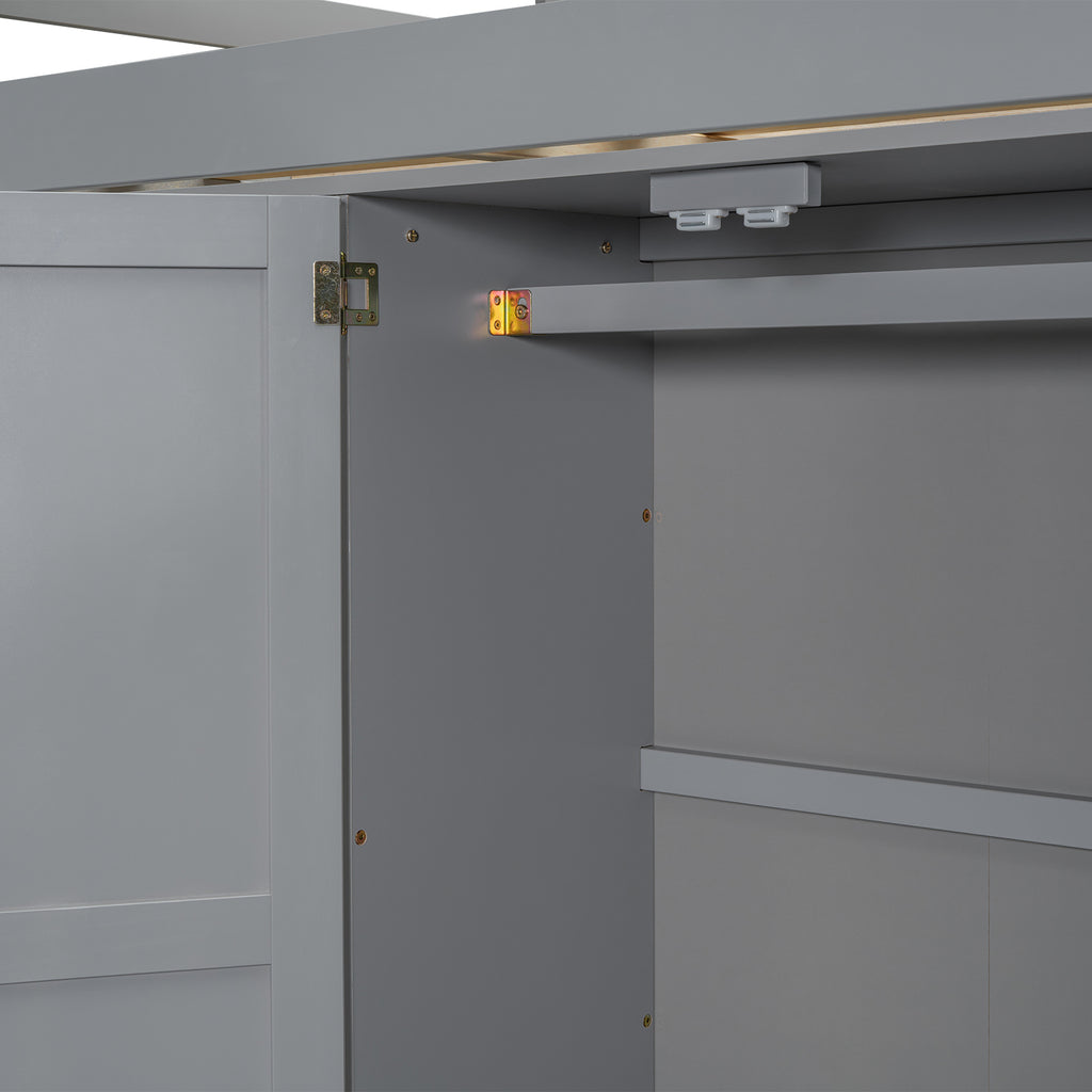 Built-in wardrobe interior storage close-up