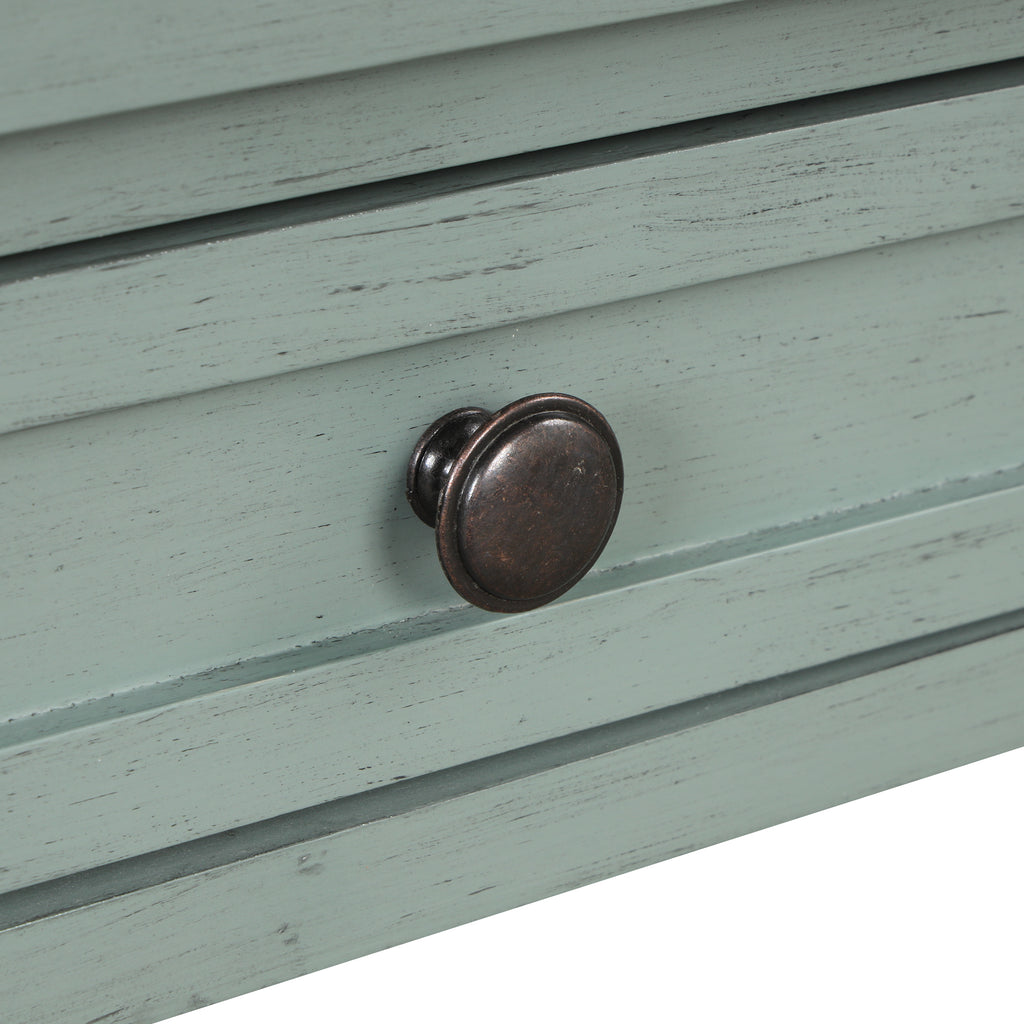 Retro blue farmhouse console table four drawers product photo