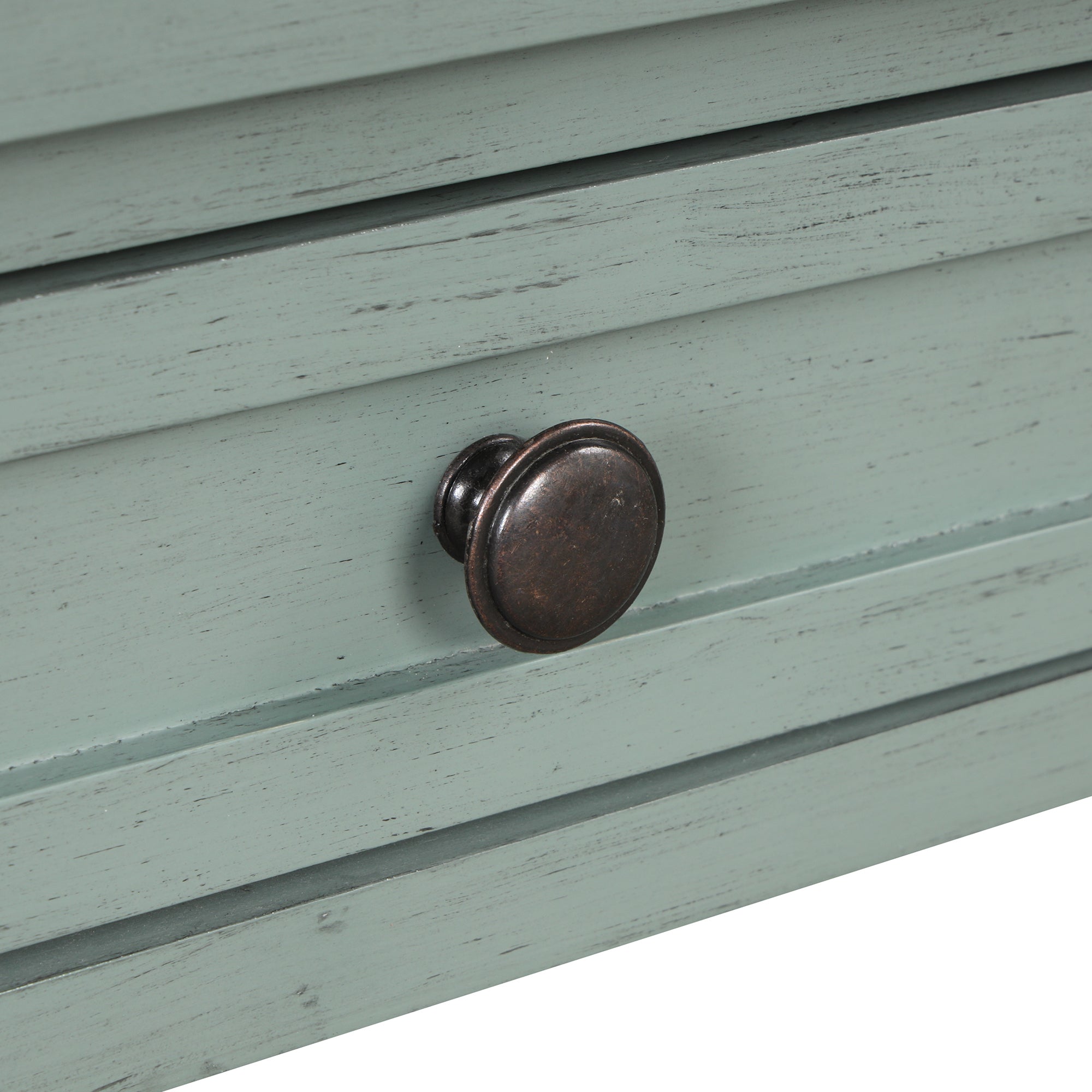 Retro blue farmhouse console table four drawers product photo