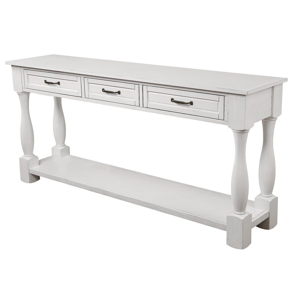 63 inch console table behind sofa living room setting
