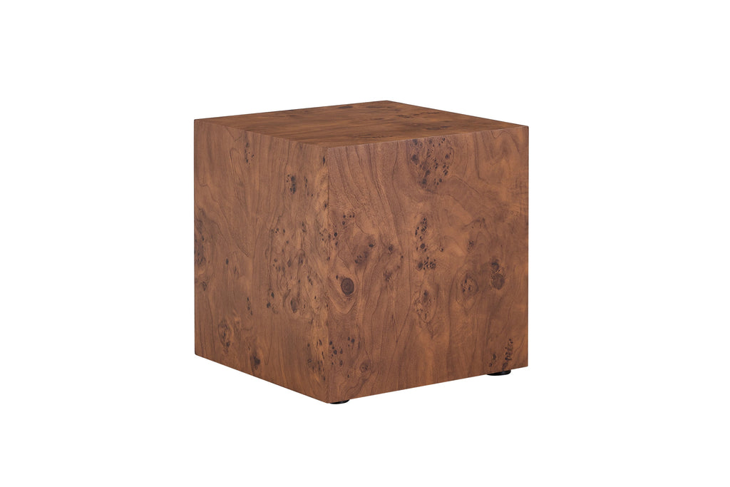 Premium Burl Walnut Veneer MDF Cube Table, Height Adjustable Multi-purpose Coffee Side End Table for Living Room, 11.8'×11.8'×19.7', No Extra Items Included