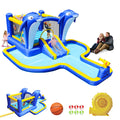 Kids 8-in-1 inflatable water park with slides and trampoline — front view