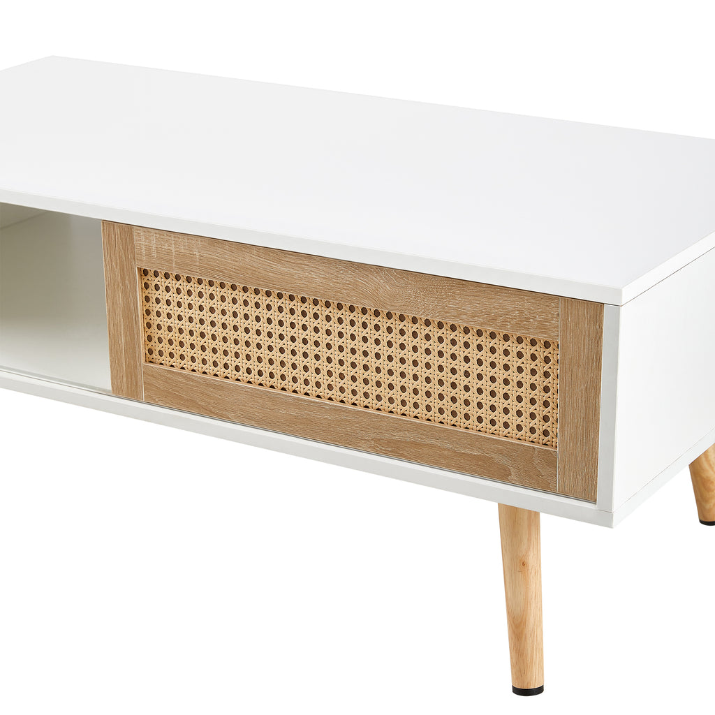 Sliding door coffee table interior storage space view