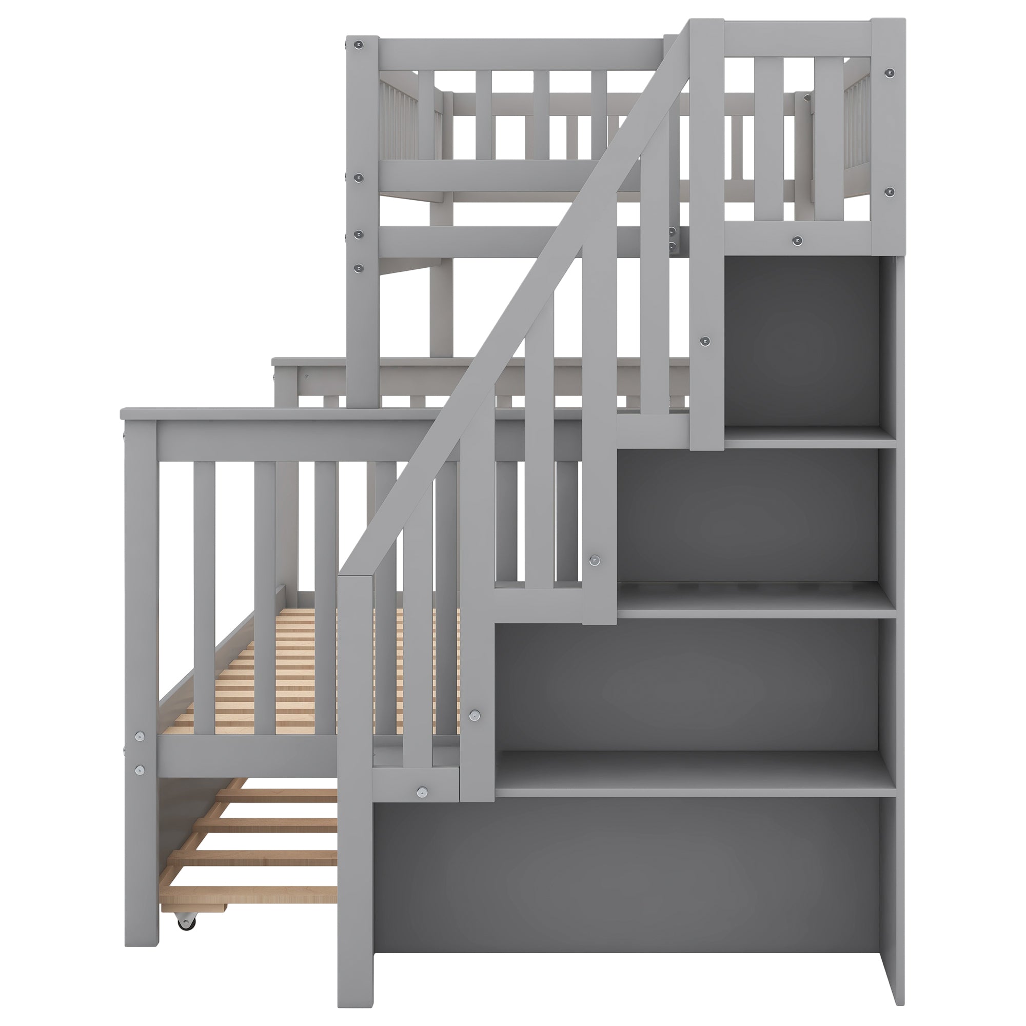 Bunk bed guardrail and stairway safety detail