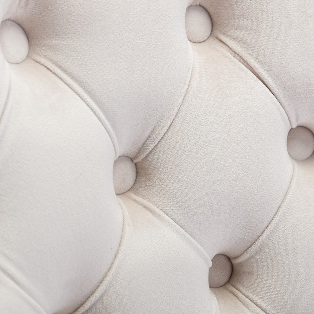 Velvet Office Chair — Button-Tufted with Gold Metal Base & Wheels