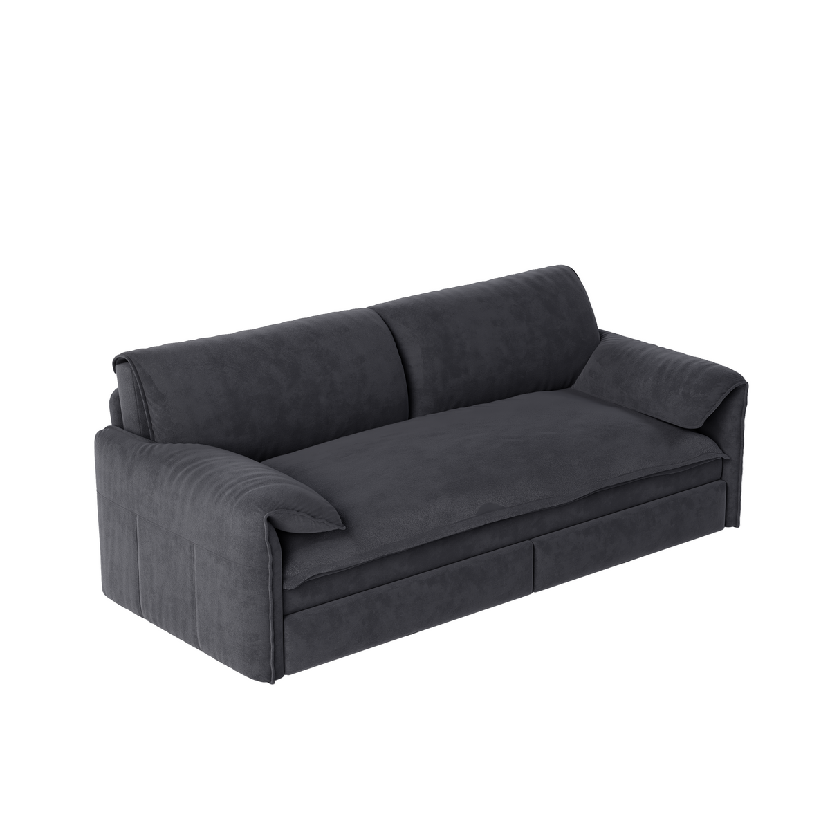 66' Queen Pull Out Sofa Bed, 3-in-1 Convertible Sleeper Sofa with Side Storage,Multi-Functional Velvet Loveseat Bed for Living Room, Black