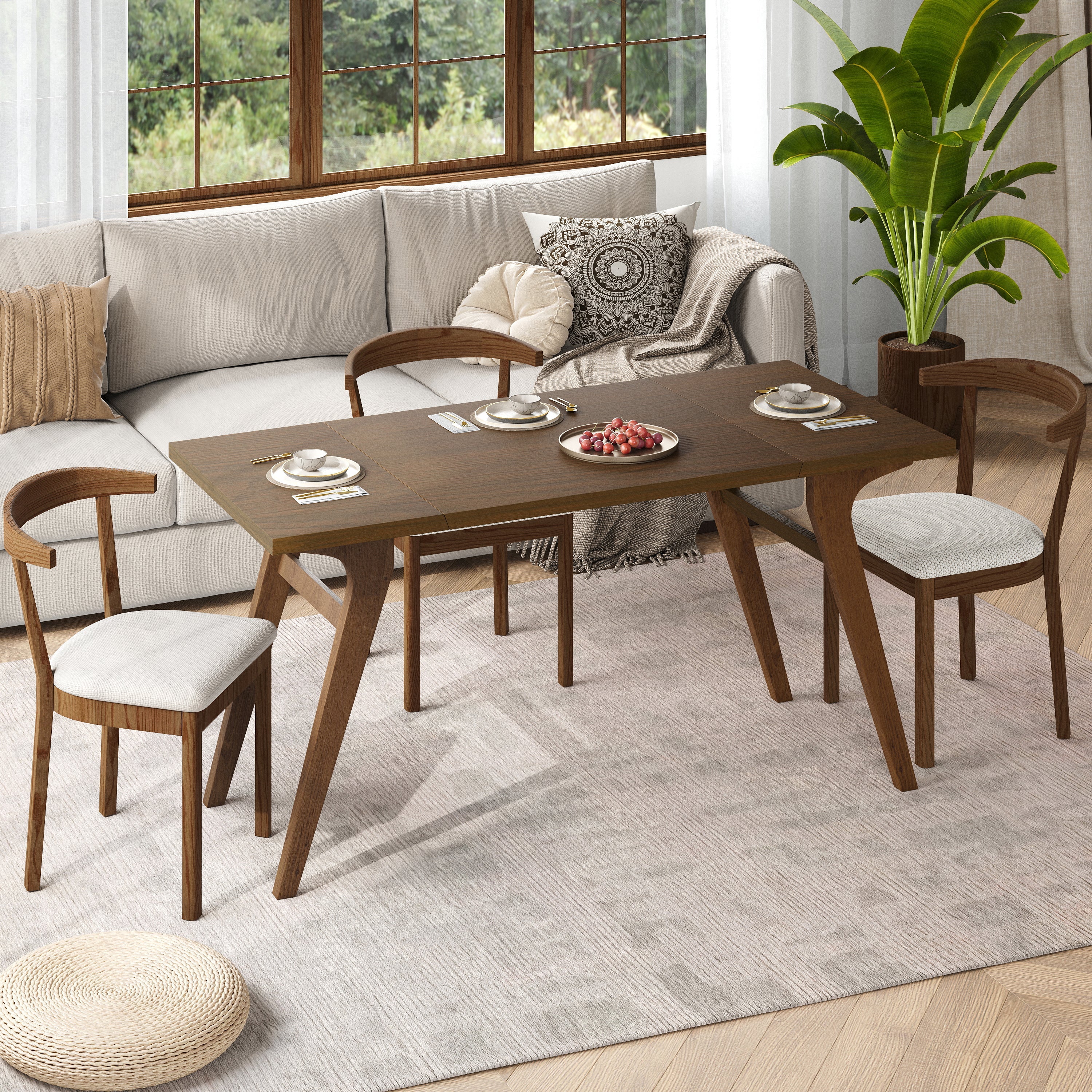 Transformer coffee table, 2 in 1 table, Expandable dining table, Natural wood, Variable height