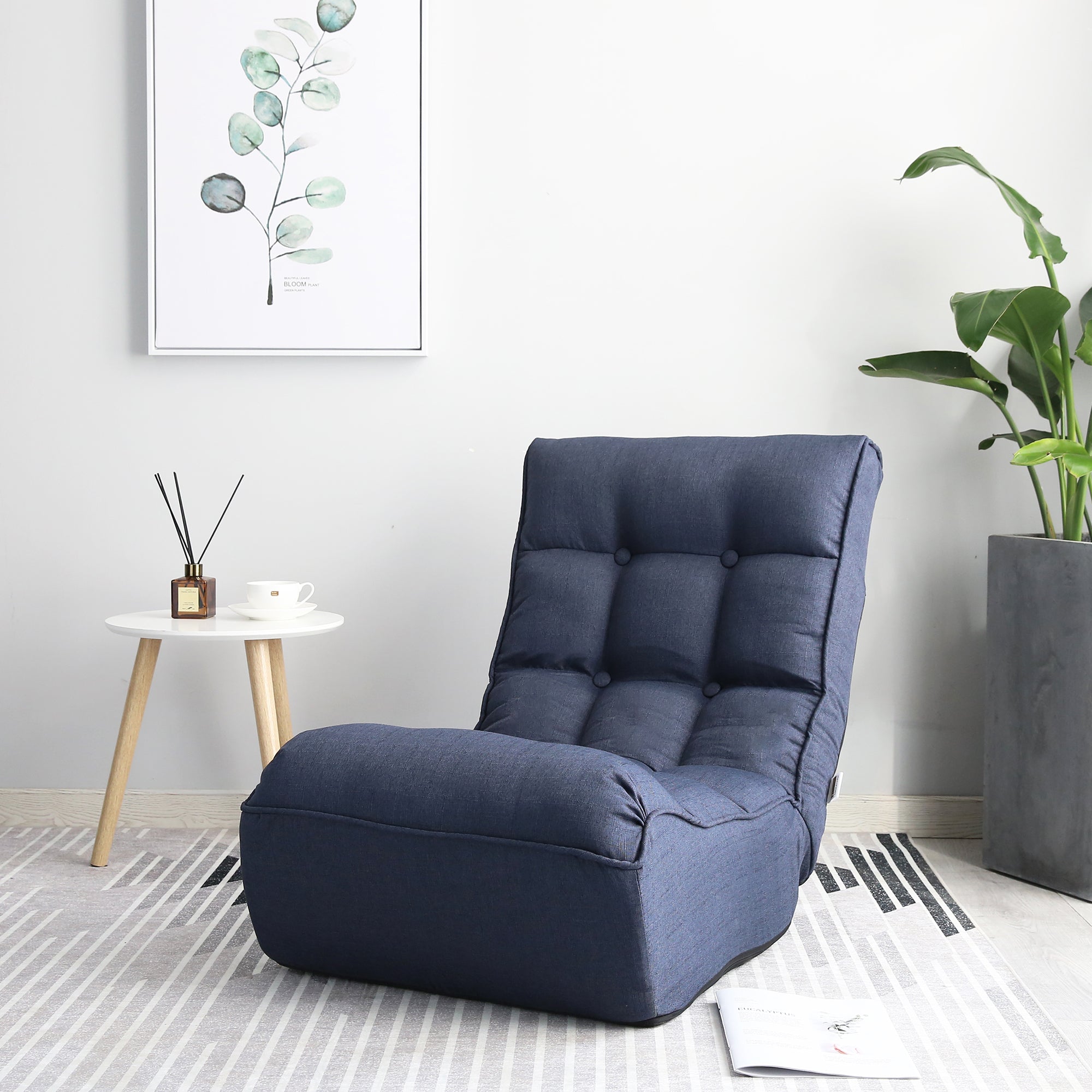 Navy Japanese floor reclining chair in tatami room