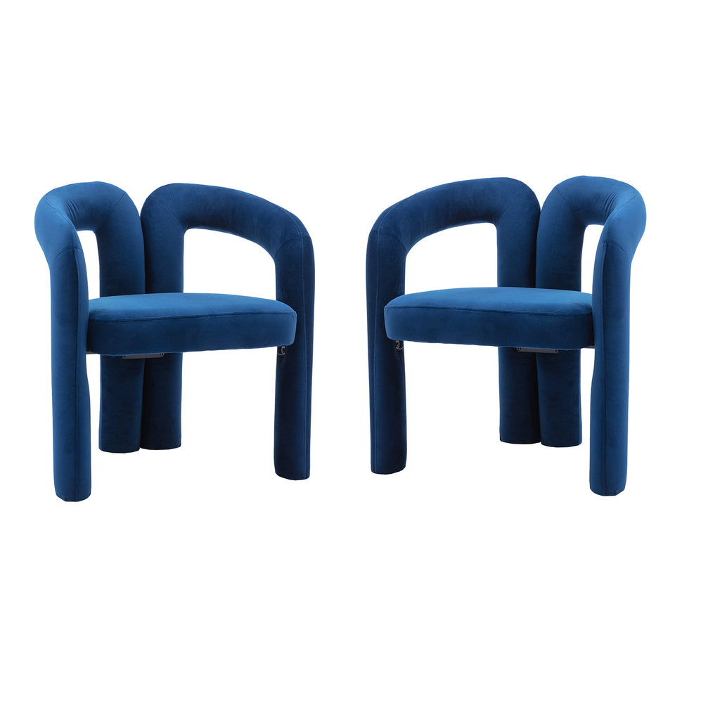 Velvet Barrel Accent Chair Set of 2 — Wood Legs