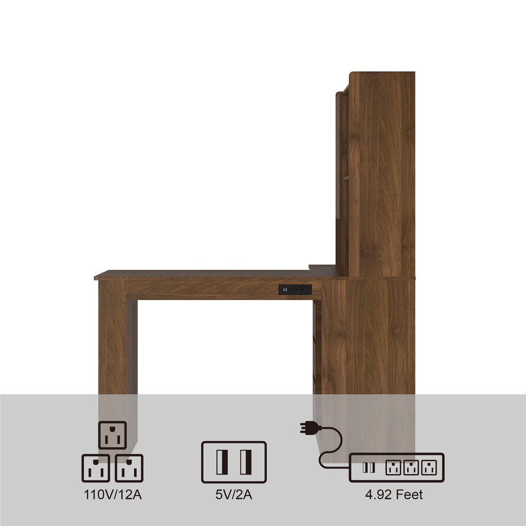 Corner desk wide desktop and lower shelf workspace