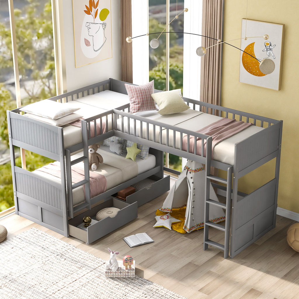 Two drawers under bunk bed storage detail