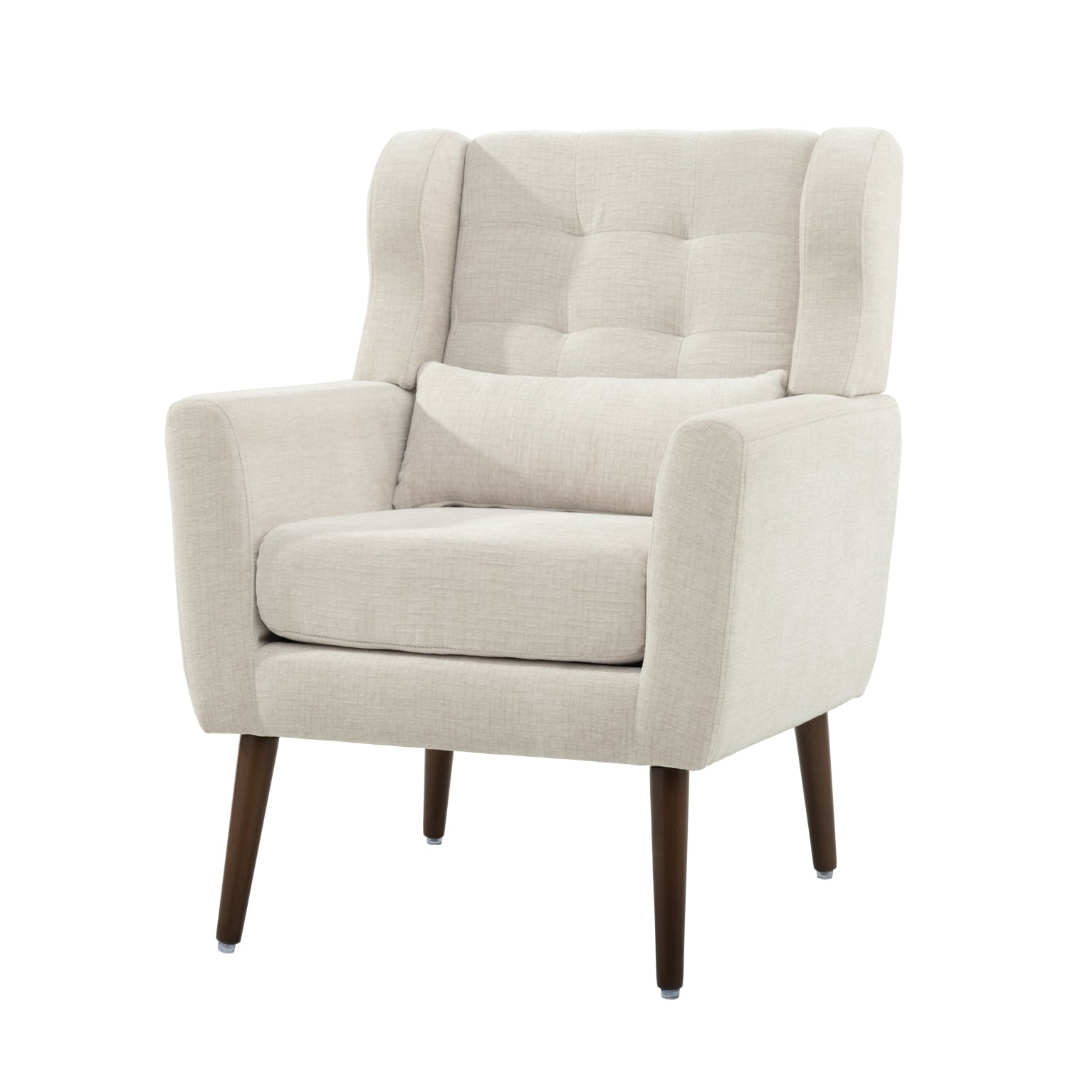 Chenille accent chair with lumbar pillow — top view