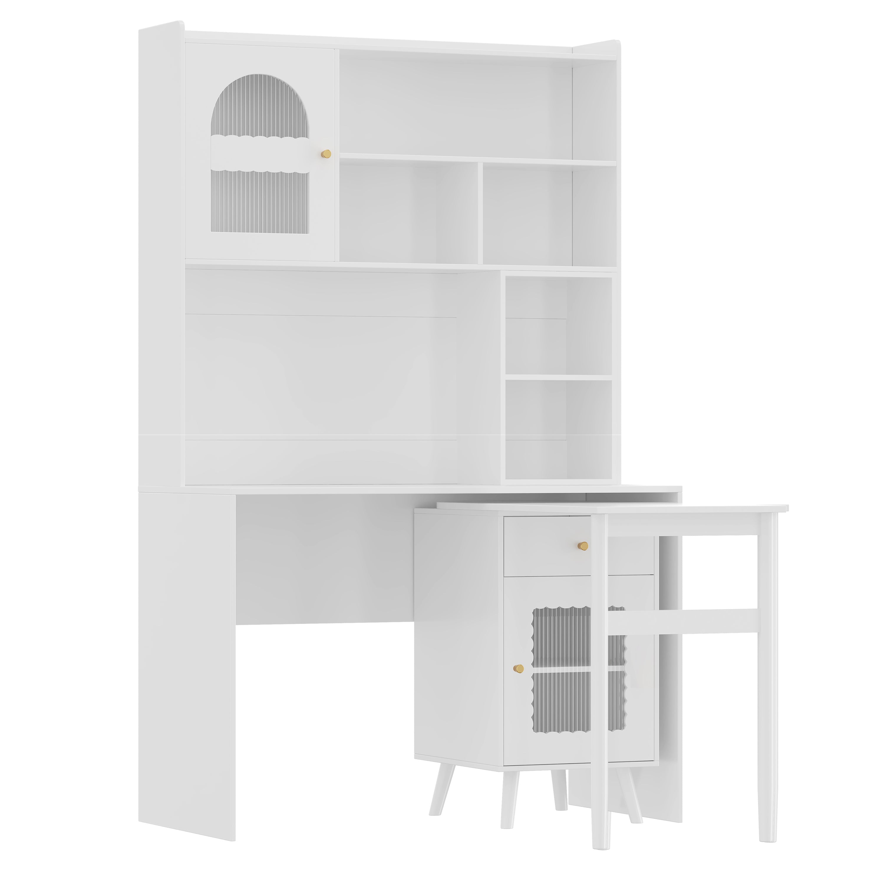 Computer desk rotating desktop tucked away compact layout