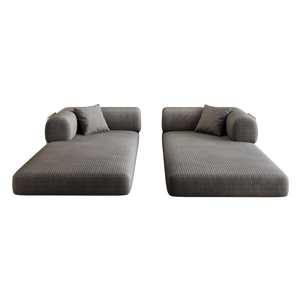Corduroy Compression Convertible Floor Sofa Bed — Modular Loveseat, 78.8" Wide