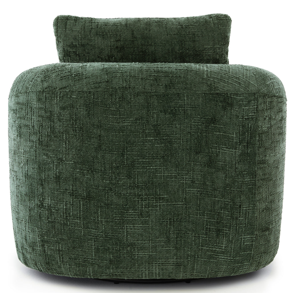 360 swivel lounge chair green chenille seat cushion detail
