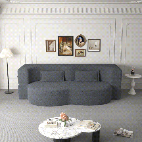 Sherpa Fleece Foldable Floor Sofa Bed — 3-in-1 Full Size, 78" Wide