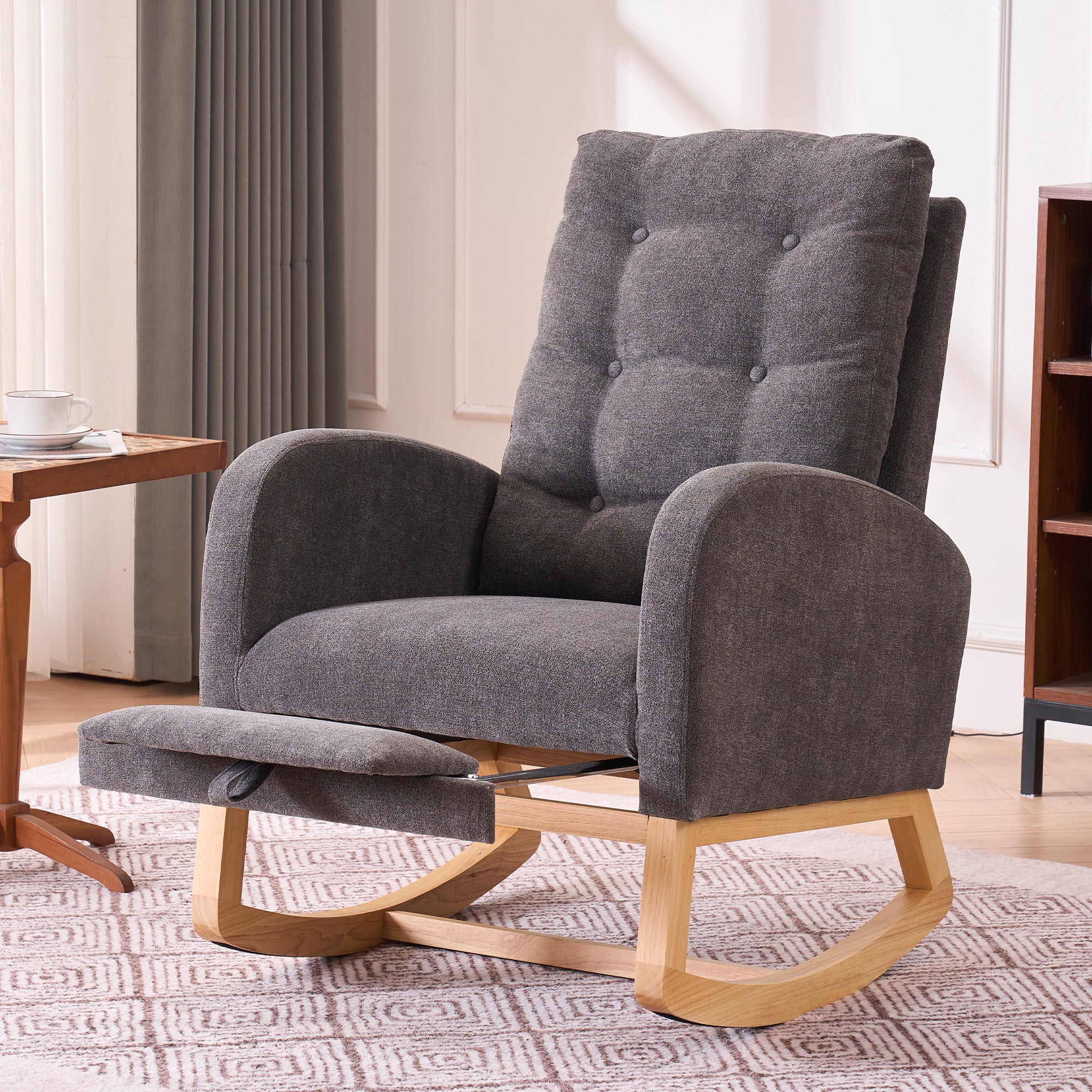 Curved armrest and backrest detail