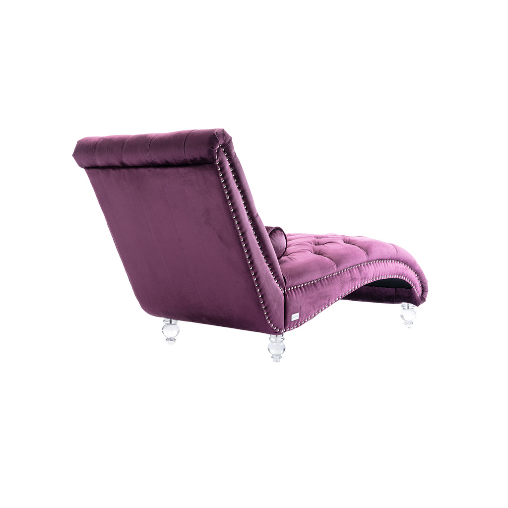 Full length purple velvet chaise lounge