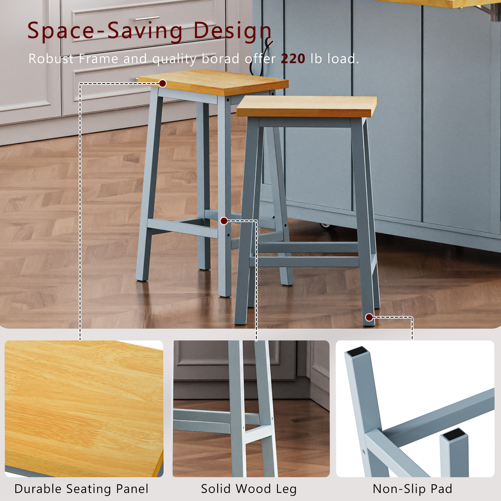 K&K 53inch Large Kitchen Island with Drop Leaf,Power Outlet,Door Internal Storage Rack,Rolling Kitchen Cart on 5 Wheels with 5 Open Side Racks for Kitchen,Black(Two Packages)(Stools not included)