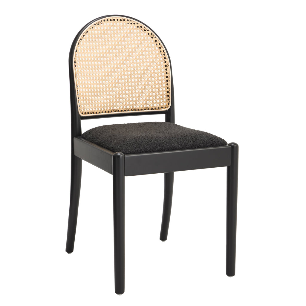 Rattan Dining Chairs Set of 2, Upholstered Linen Dining Room Chairs with Backrests, Modern Kitchen Chairs with Wood Legs for Dining Room, Beige