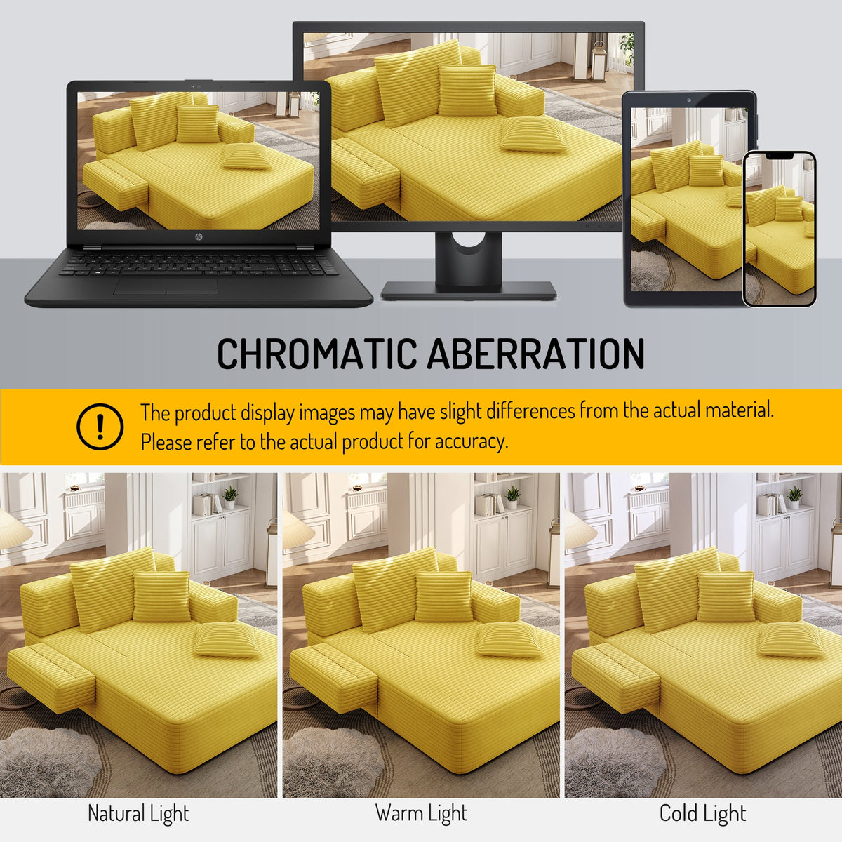 Oversized Plush Corduroy Chaise Lounge Sofa Bed,Convertible Sleeper Couch Bed w/ Storage Pockets,3 Soft Pillows,Multi-Functional Frameless Sofa Couch for Apartment,Home Theater,Guest Room,Beige&White