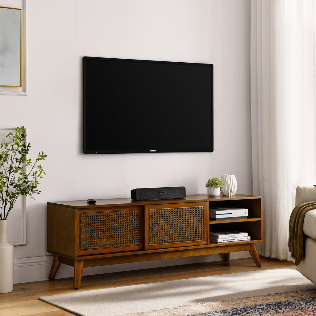 Mid-century modern media console for TVs up to 65 inches