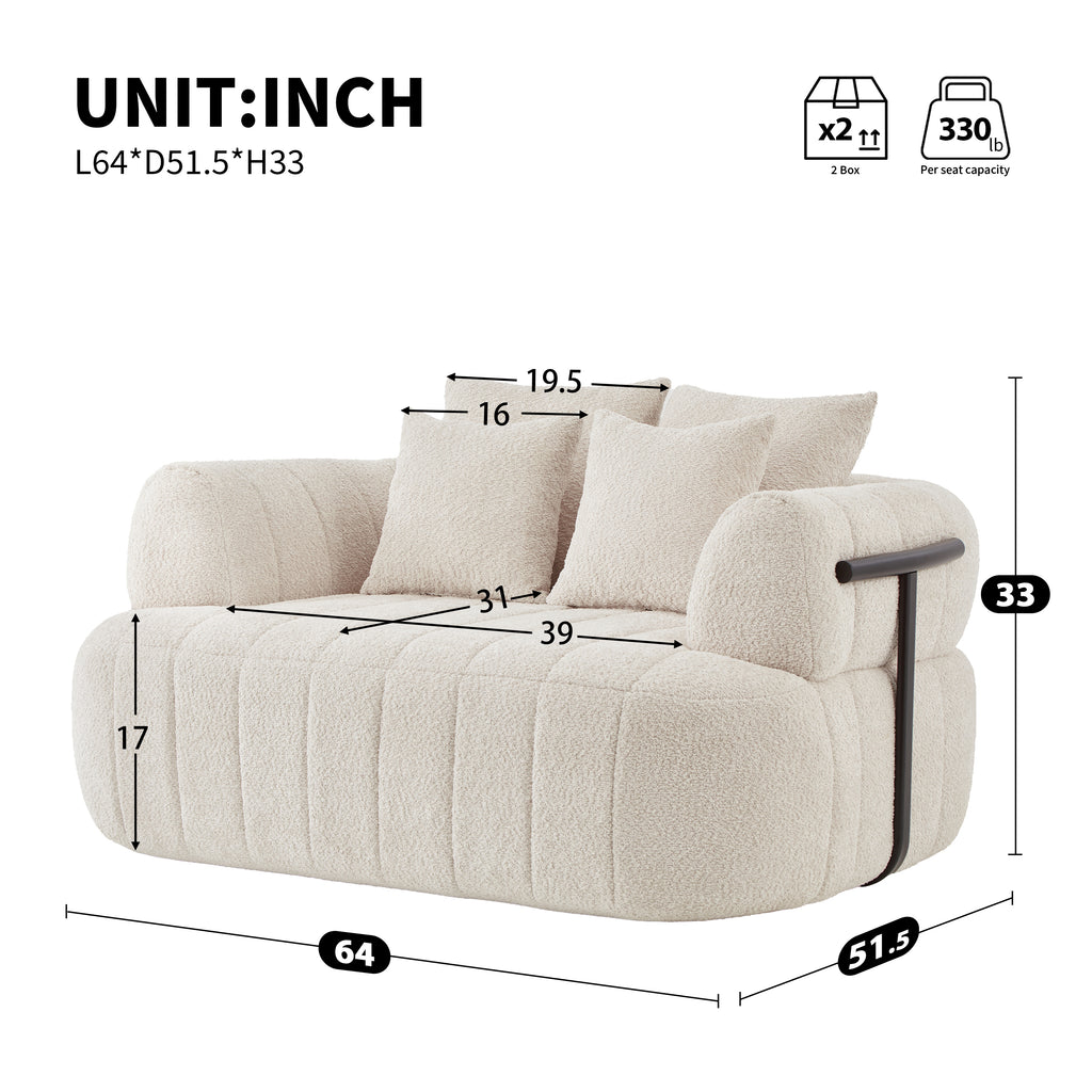 Oversized beige boucle cloud sofa chair front view