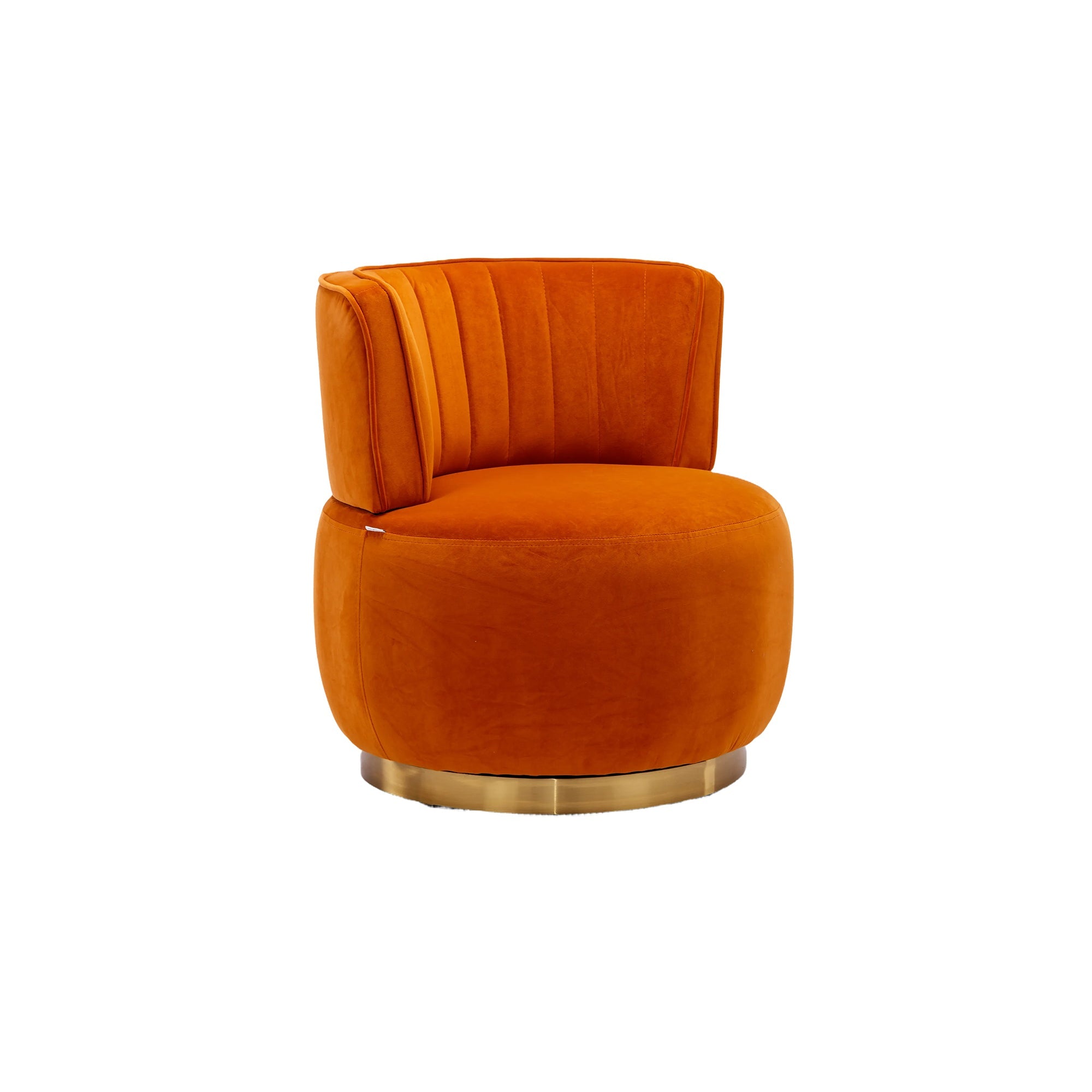 Velvet Swivel Barrel Chair — 360° Round Accent