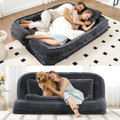 Dark gray double human dog bed loveseat floor sofa — front view