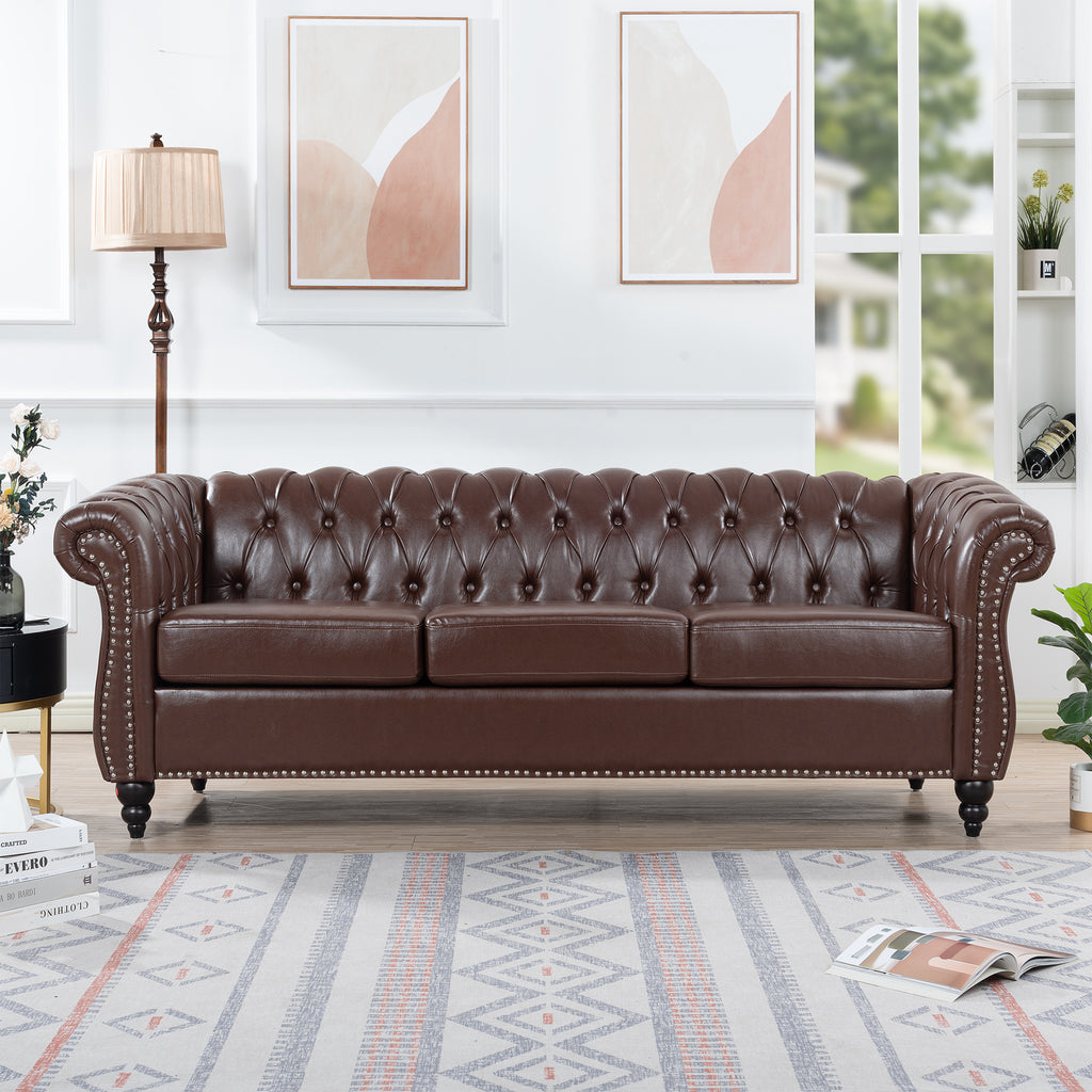 Chesterfield tufted backrest close-up