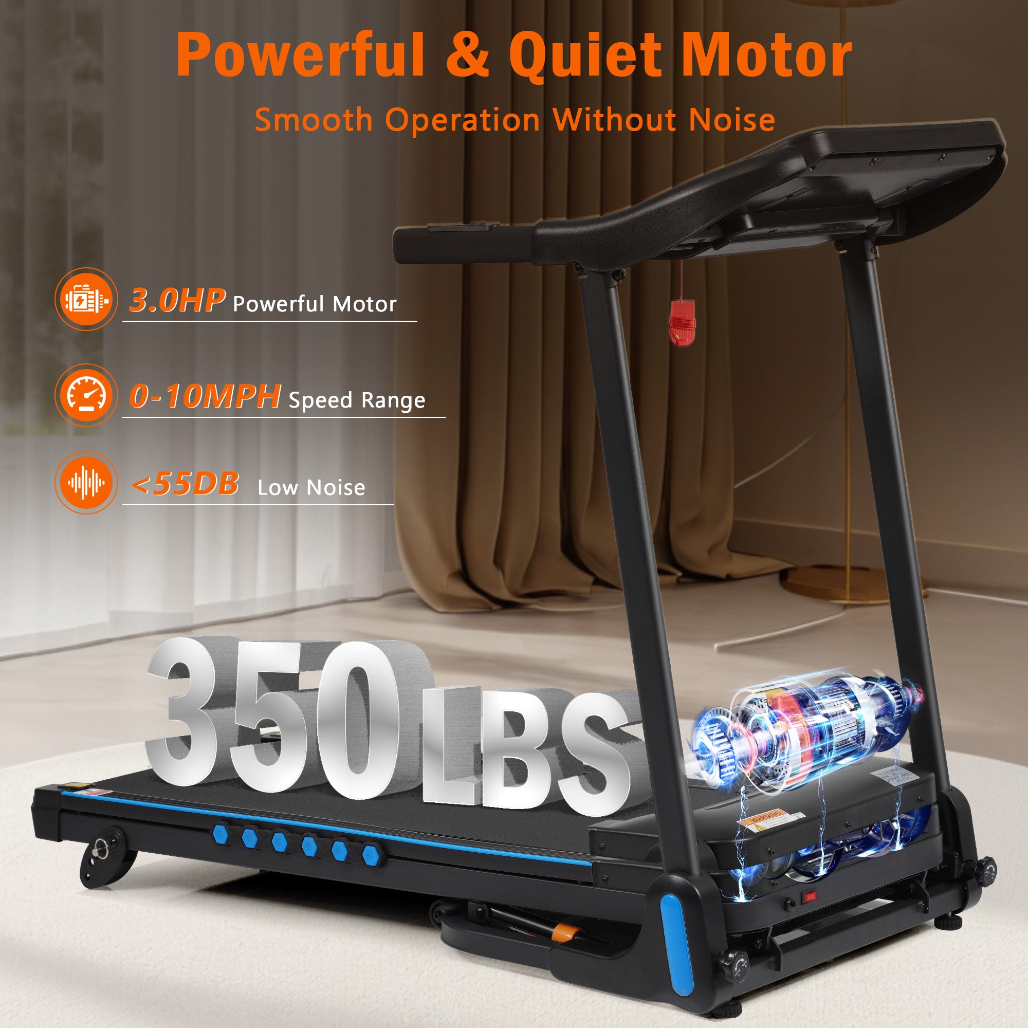 Treadmill console with USB and Type C charging ports