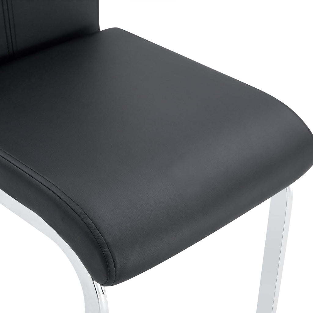 Modern and beautiful bar stool upholstered in PU leather with C-shaped silver metal legs for dining rooms, kitchens, terraces and guest office chairs.(set of 6) (white+PU)