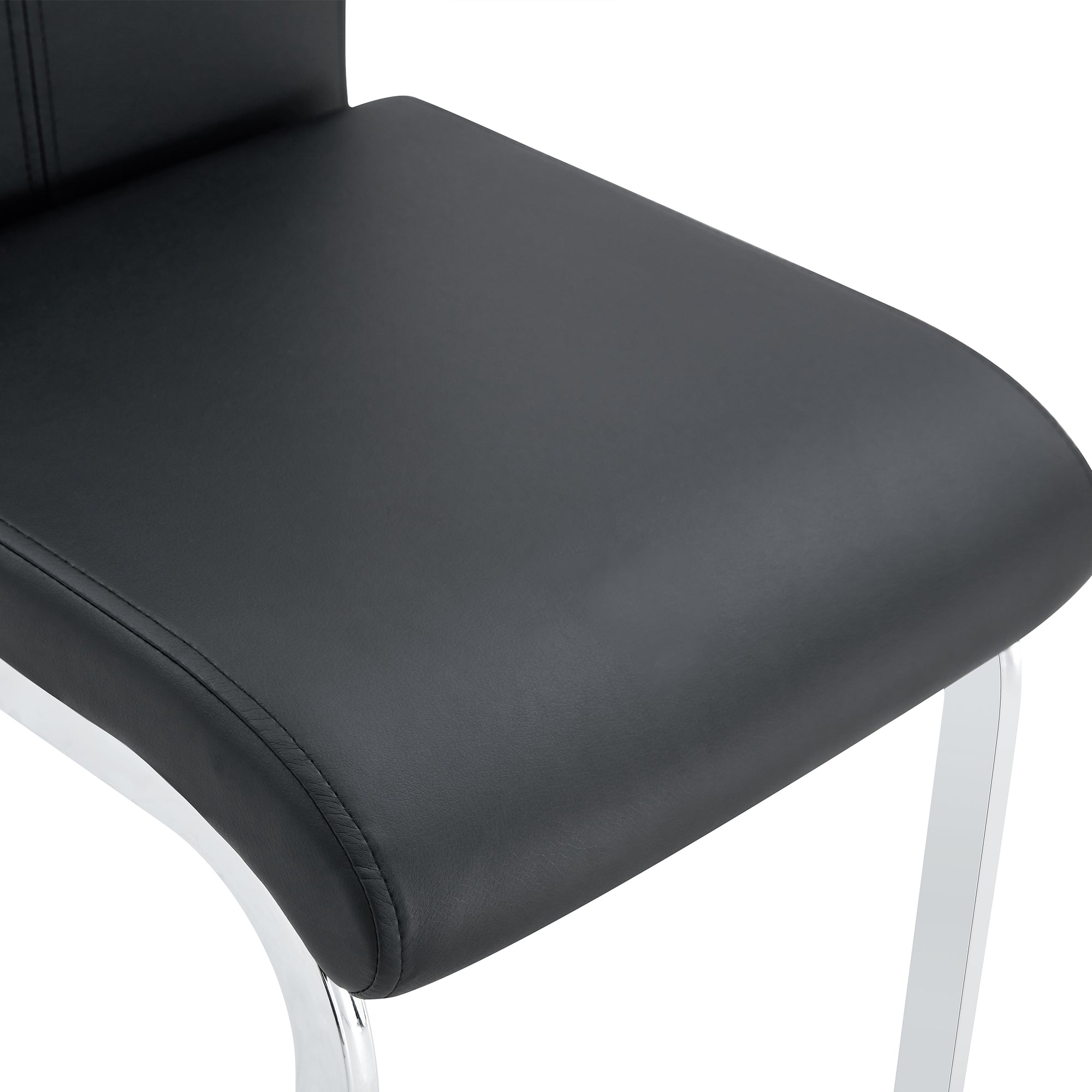 Modern and beautiful bar stool upholstered in PU leather with C-shaped silver metal legs for dining rooms, kitchens, terraces and guest office chairs.(set of 6) (white+PU)