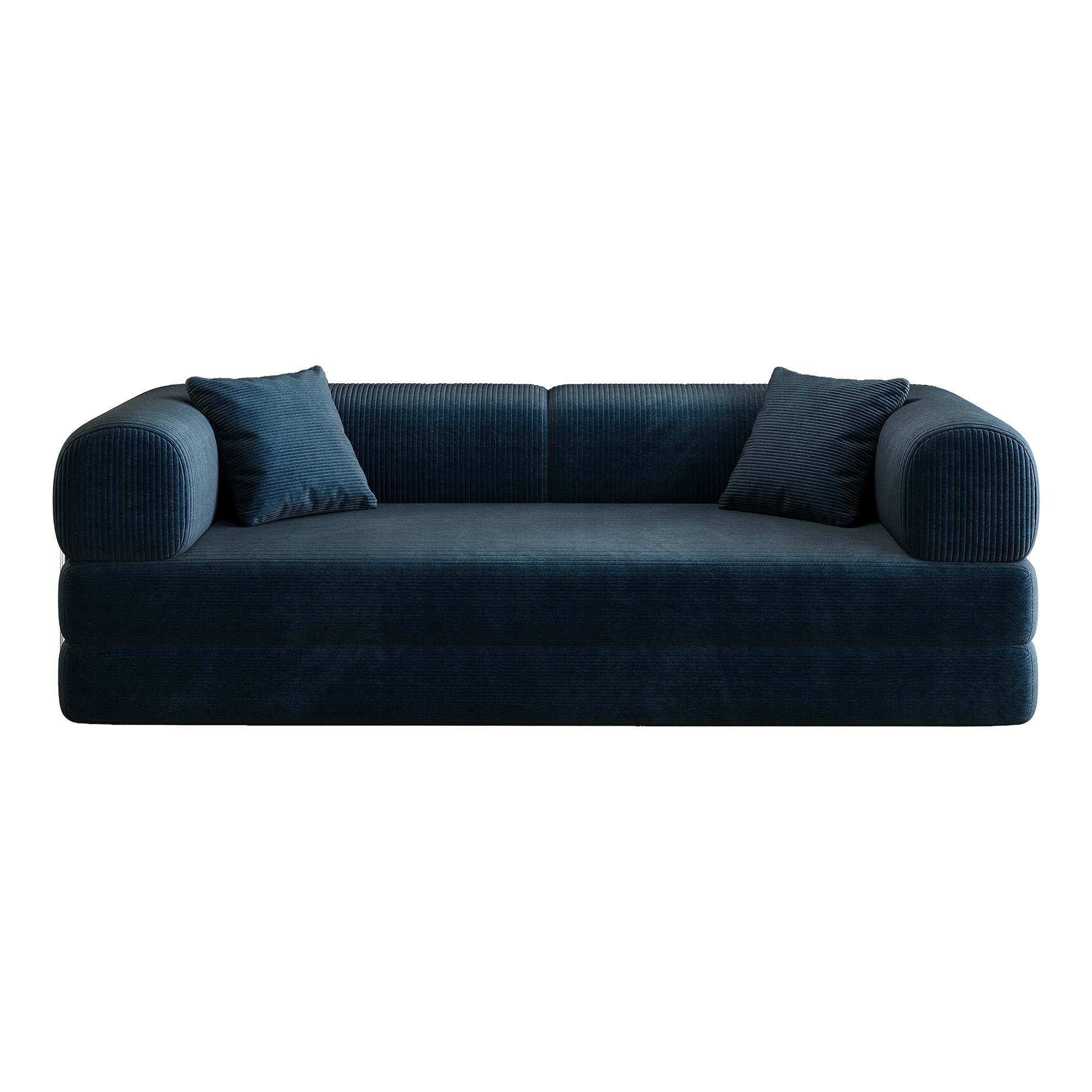 Corduroy Compression Convertible Floor Sofa Bed — Modular Loveseat, 78.8" Wide