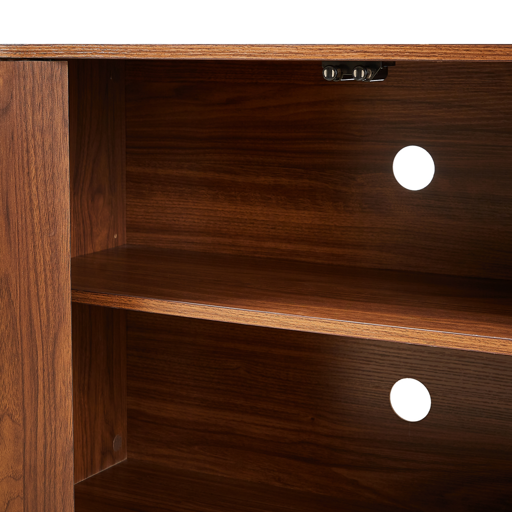 Walnut wave pattern sideboard entryway console view