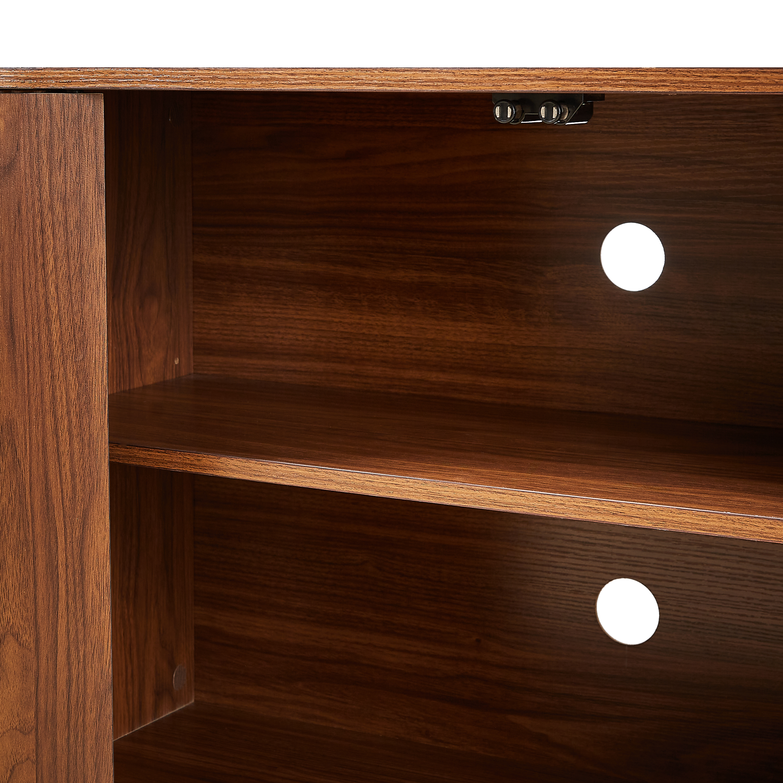 Walnut wave pattern sideboard entryway console view