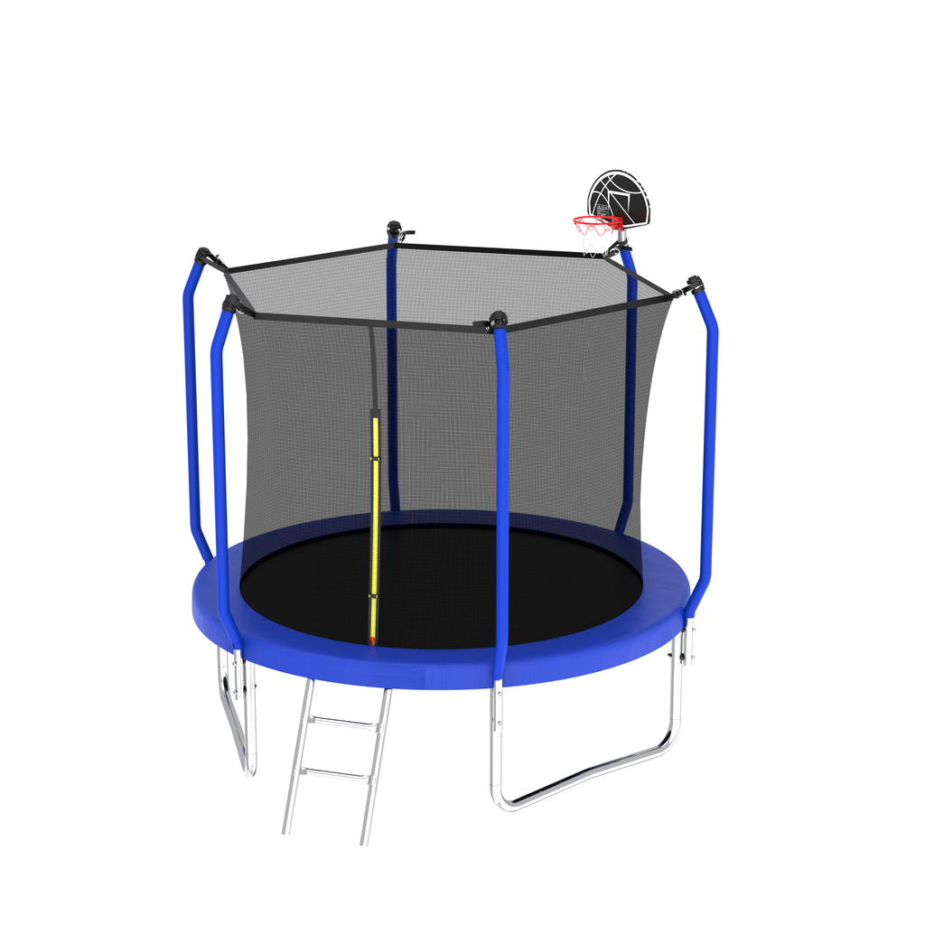 Outdoor trampoline safety enclosure net — angle view