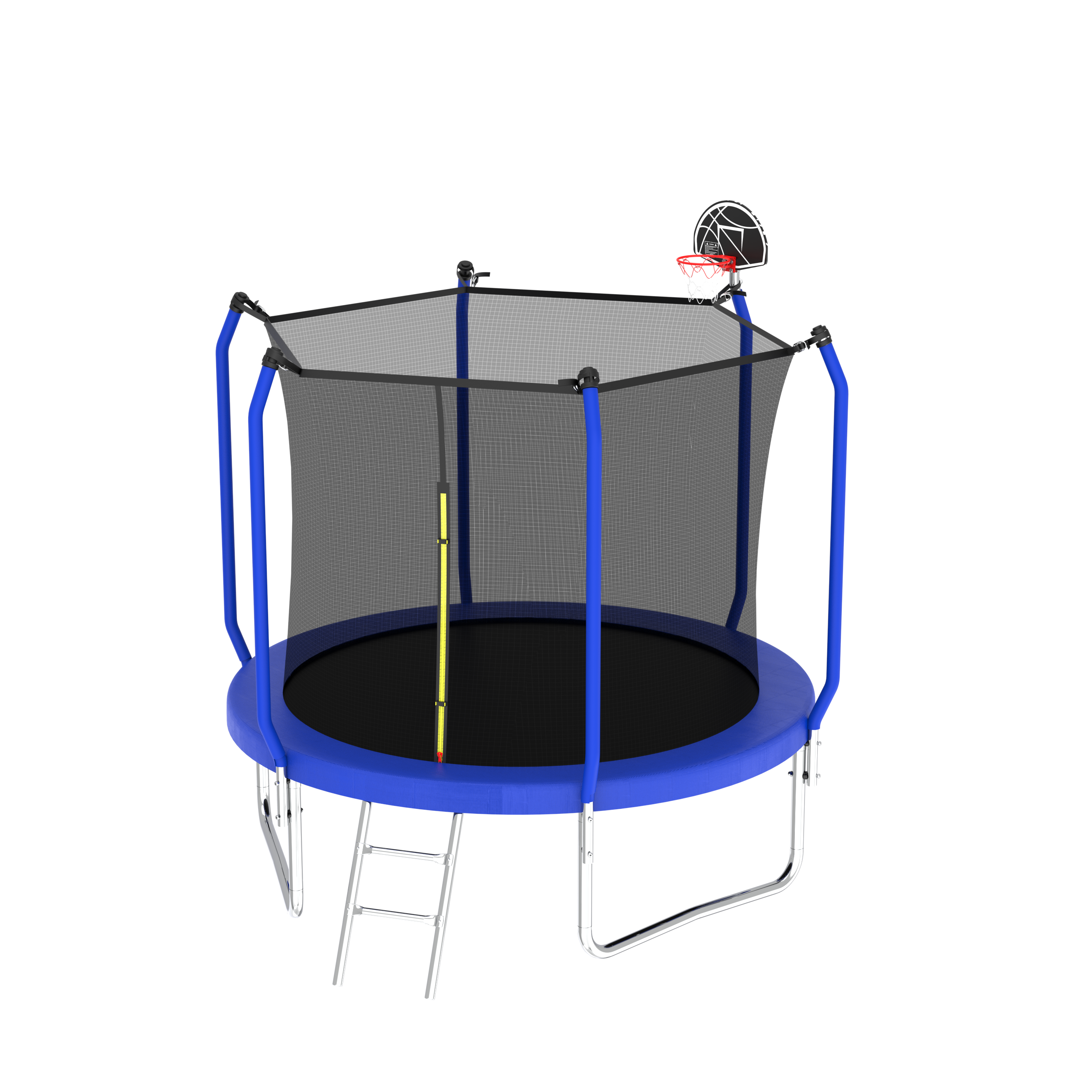 Outdoor trampoline safety enclosure net — angle view