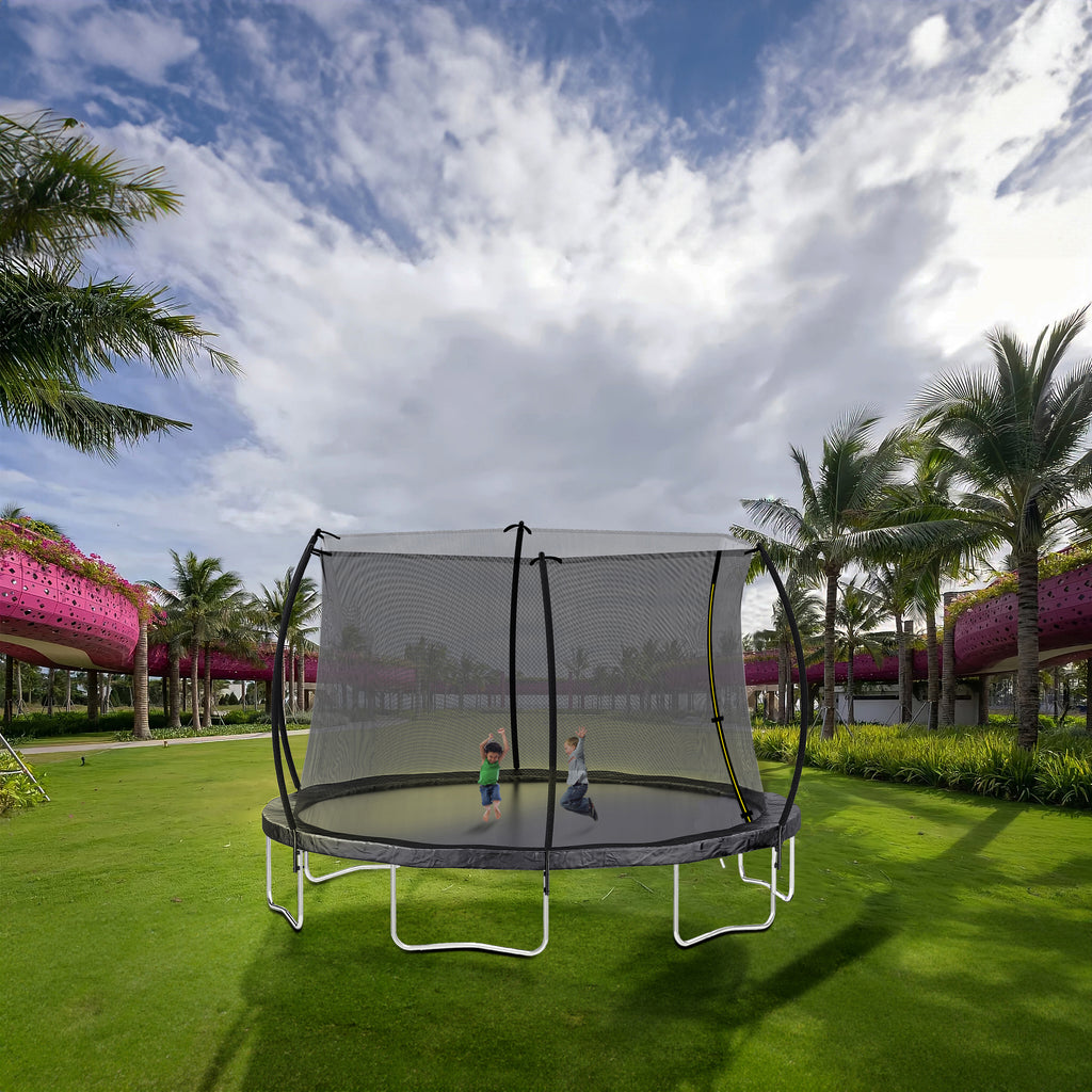 Black trampoline Safeseal 360 degree safety enclosure net detail