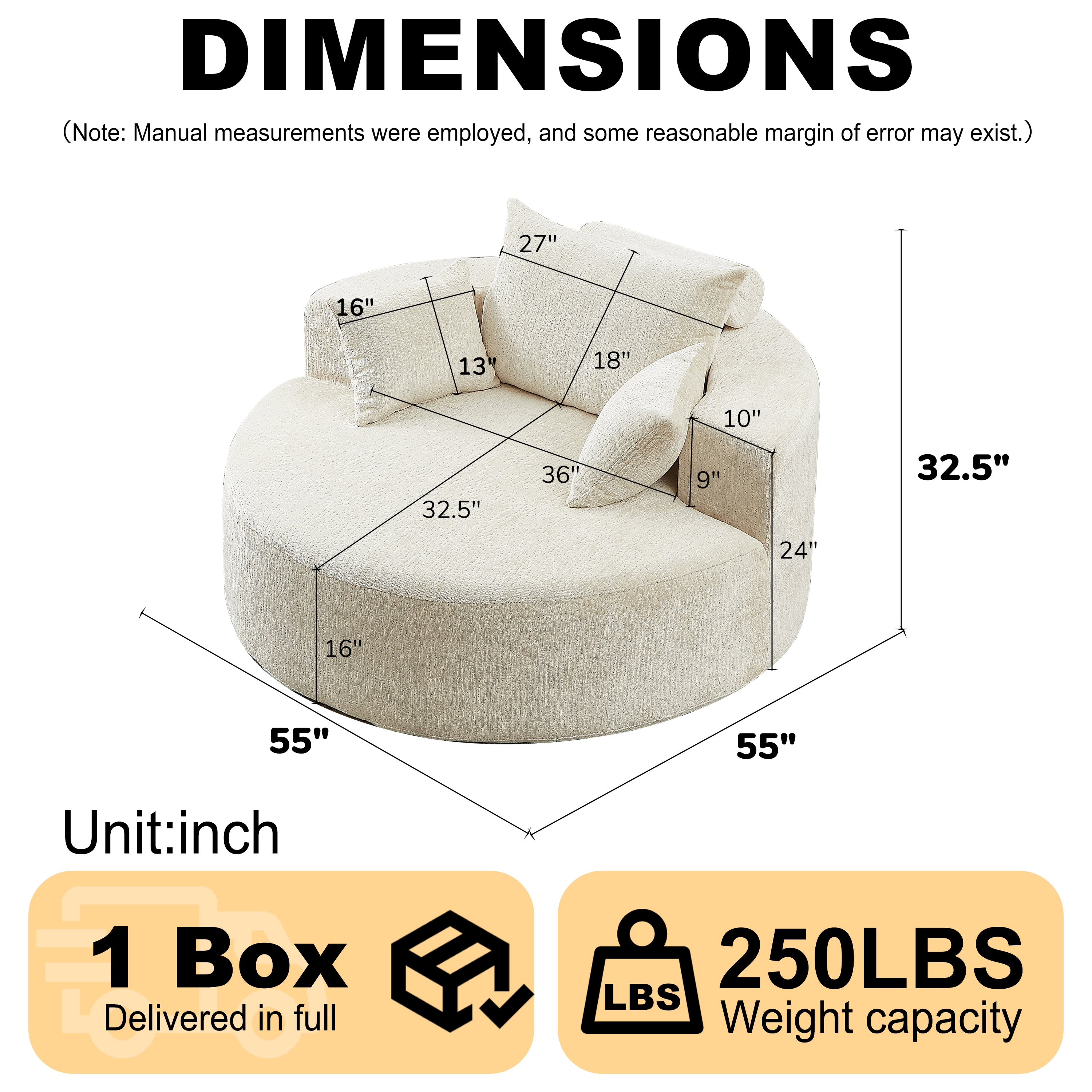 Chenille single seat chair — angle view