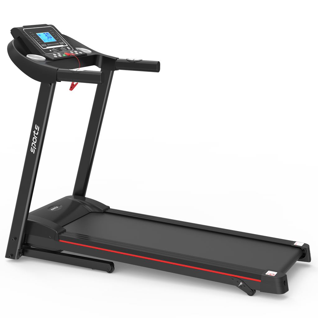 Compact foldable treadmill space-saving storage position