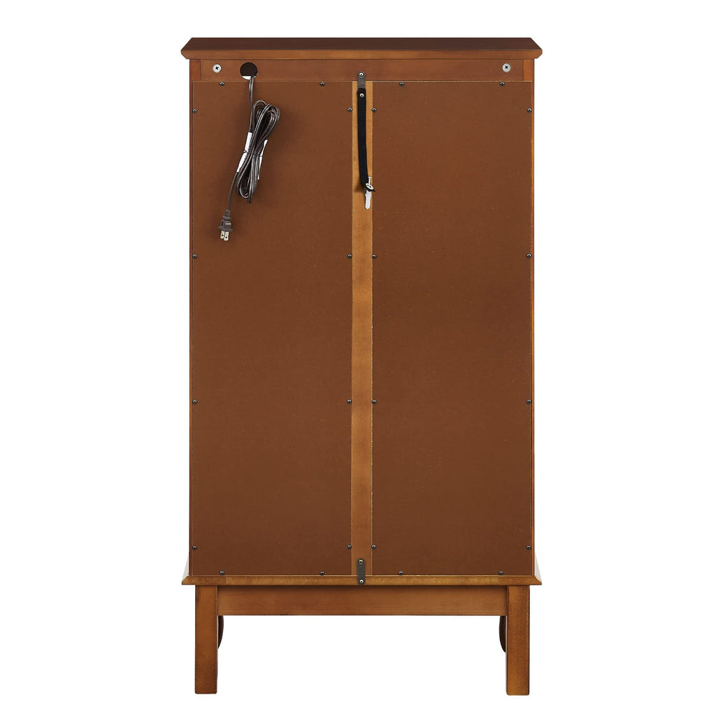 Tempered glass shelf curio cabinet adjustable height detail